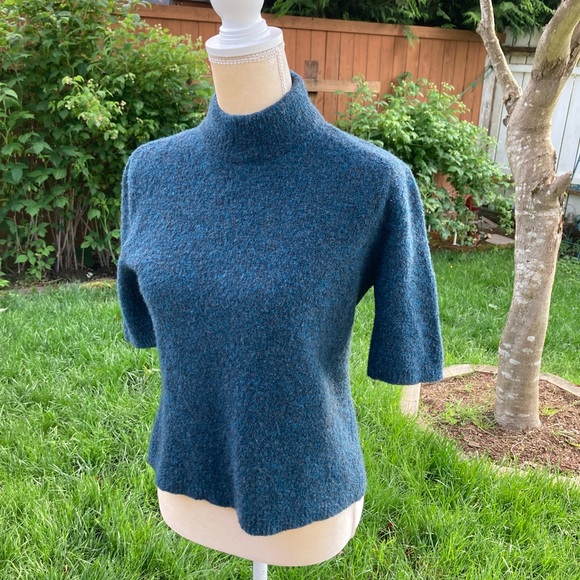 Vintage Merino wool short sleeve mockneck sweater - Picture 1 of 5